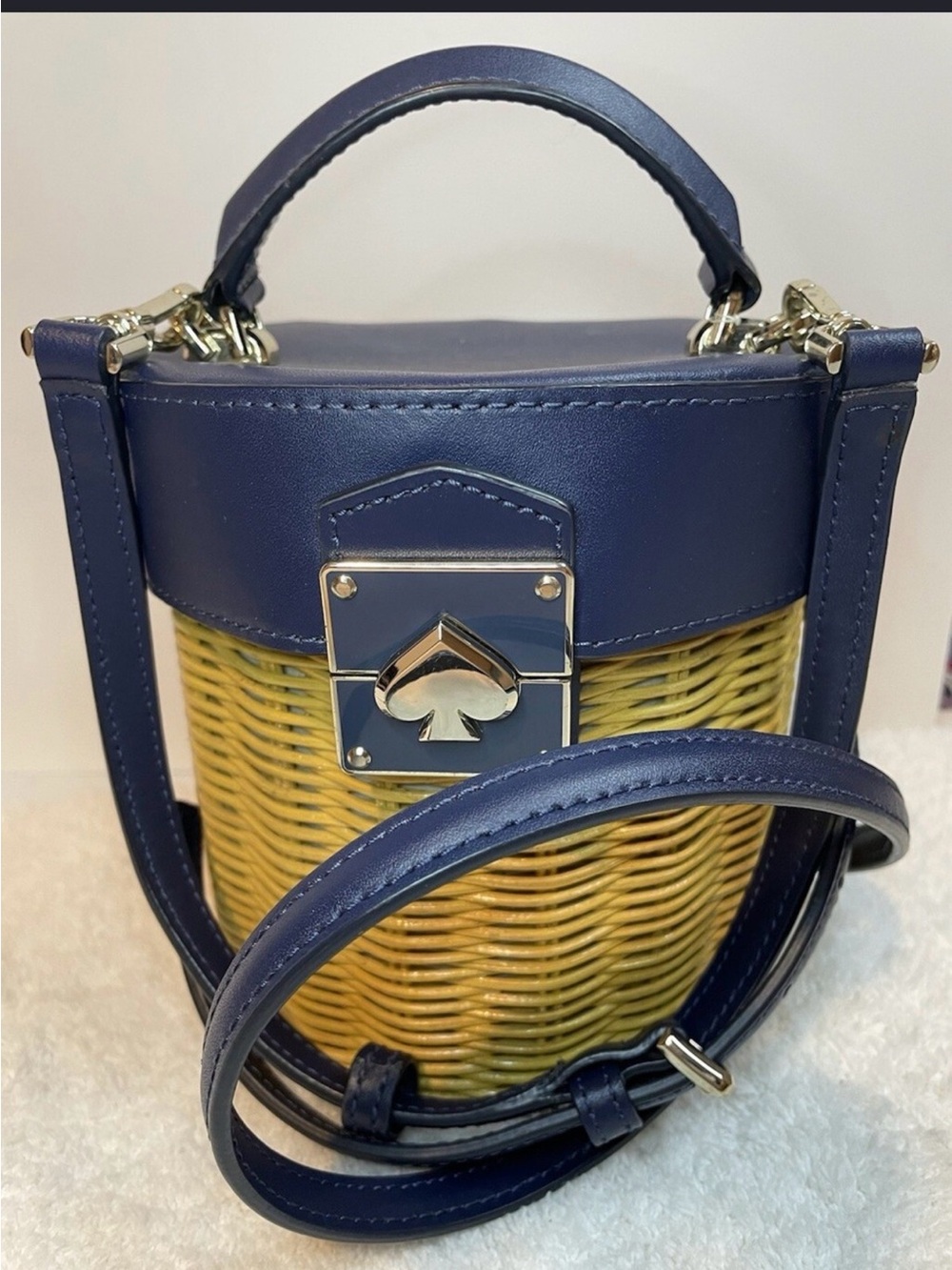 Kate Spade Rumi Wicker Medium Trunk in Nightcap Navy